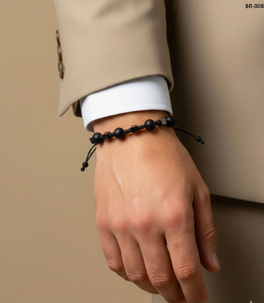 Men's Bracelet Black Beeds