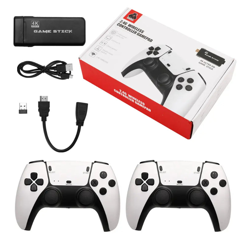 2.4G Wireless M8 Pro 4K Retro Game Stick 64GB with 20,000+ Classic Games & Dual Wireless Controllers