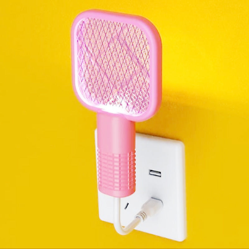 Mini 2-in-1 USB Electric Mosquito Racket & UV Bug Zapper Lamp – Portable Rechargeable Insect Killer