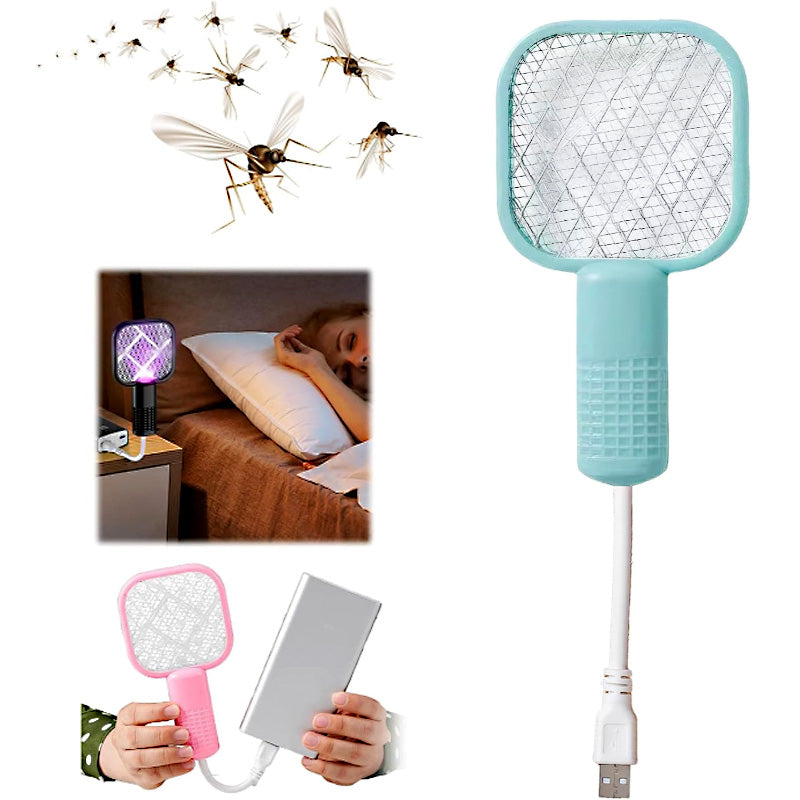 Mini 2-in-1 USB Electric Mosquito Racket & UV Bug Zapper Lamp – Portable Rechargeable Insect Killer