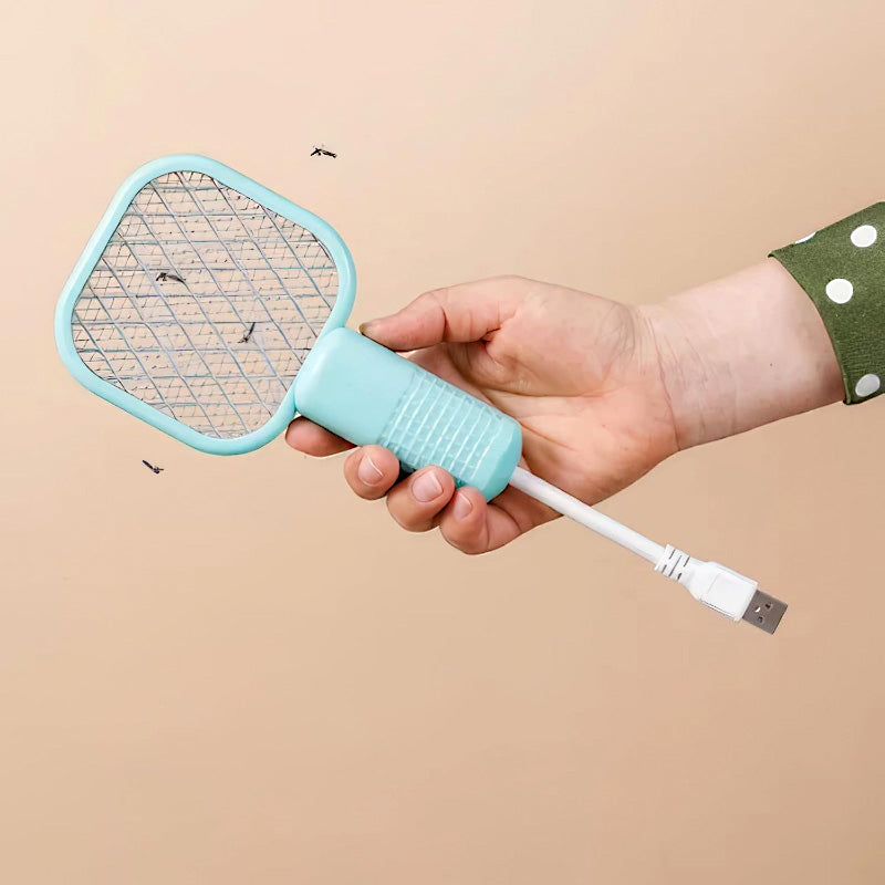 Mini 2-in-1 USB Electric Mosquito Racket & UV Bug Zapper Lamp – Portable Rechargeable Insect Killer