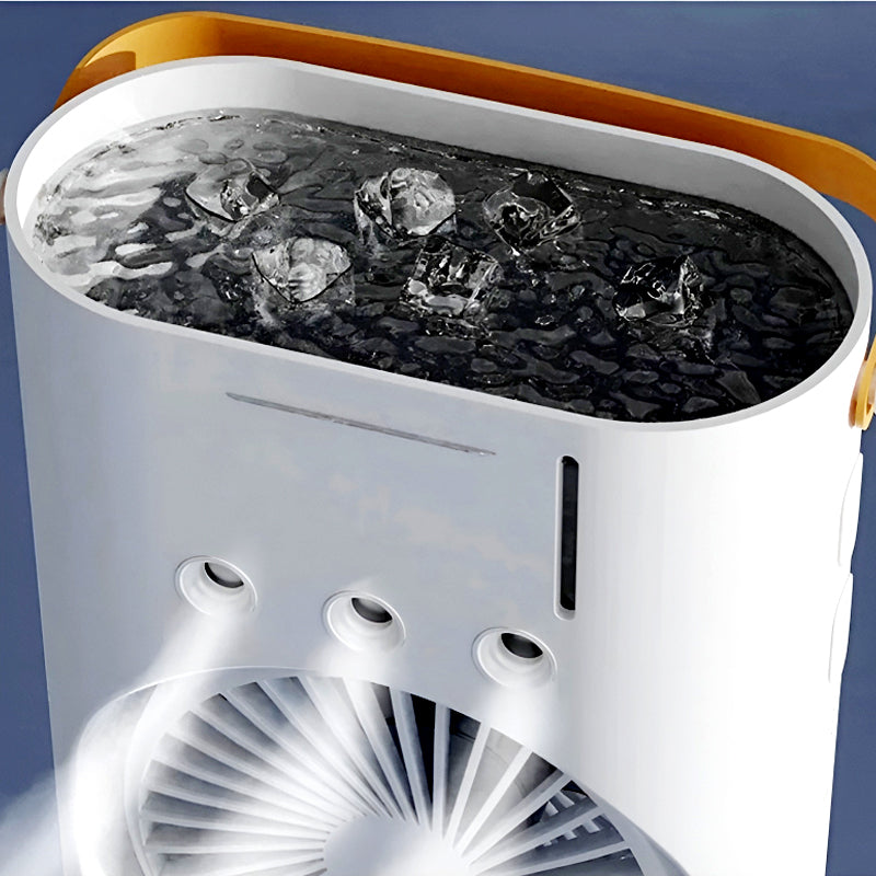 3-in-1 Multifunctional Rechargeable Spray Cooling Fan with Dual Head, RGB Lights & Mist Cooling