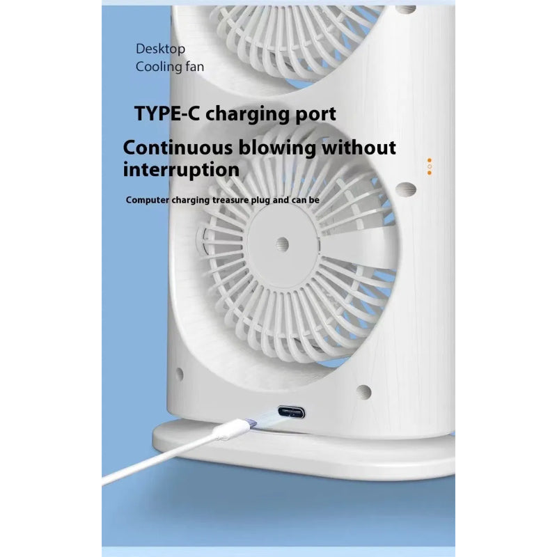 3-in-1 Multifunctional Rechargeable Spray Cooling Fan with Dual Head, RGB Lights & Mist Cooling