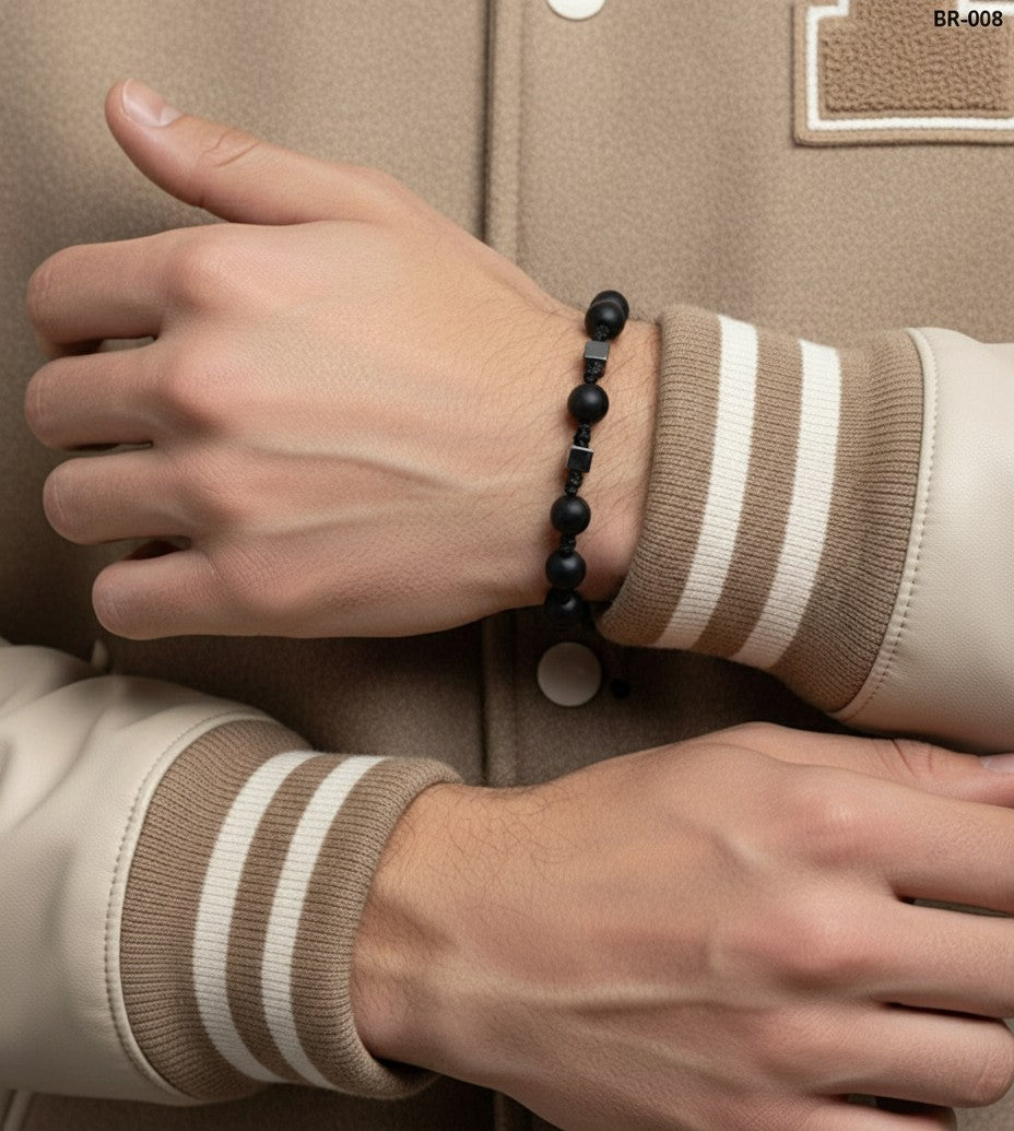 Men's Bracelet Black Beeds