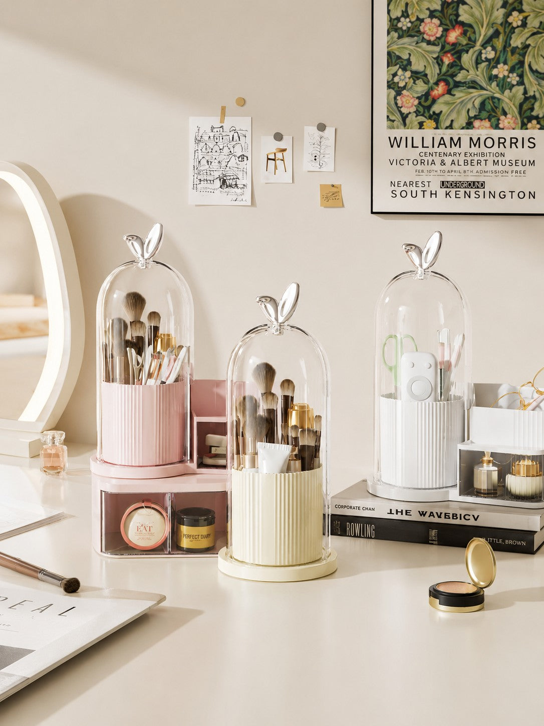 Makeup Brush & Cosmetics Organizer Rotating Box,