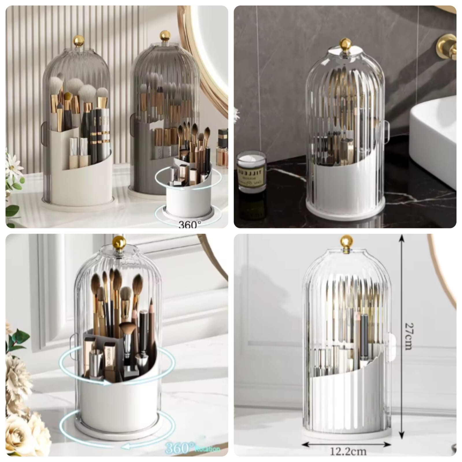 Makeup Brush & Cosmetics Organizer Rotating Box,