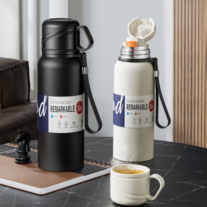 Durable and Long-Lasting: with cup This vacuum flask is crafted from high-quality 316 stainless steel,