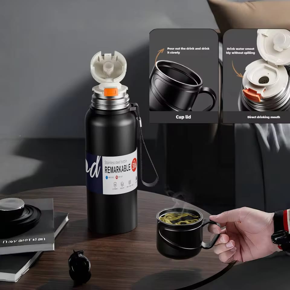 Durable and Long-Lasting: with cup This vacuum flask is crafted from high-quality 316 stainless steel,