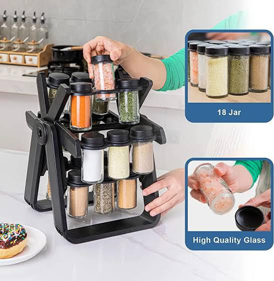 Spice Rack Organizer For Kitchen 360° Rotating (18 Jar)