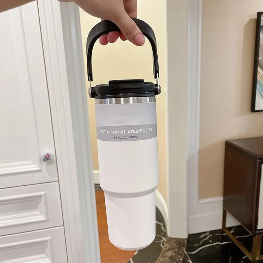 40oz Insulated Stainless Steel Tumbler with Handle, Straw & Lid