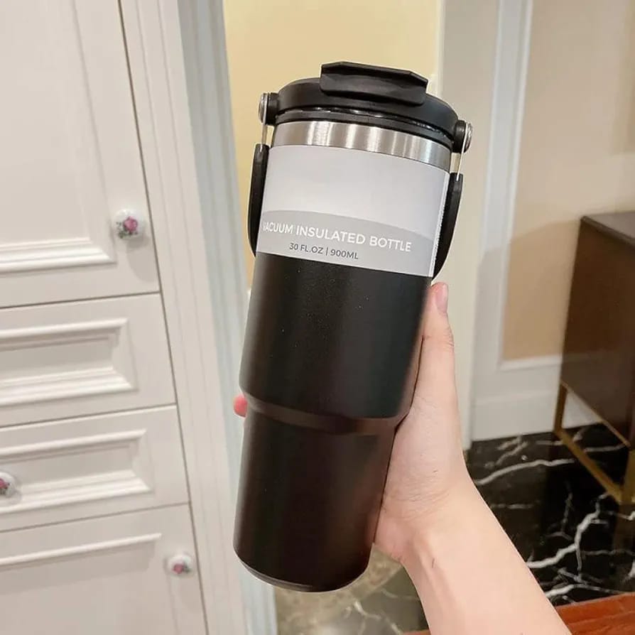 40oz Insulated Stainless Steel Tumbler with Handle, Straw & Lid