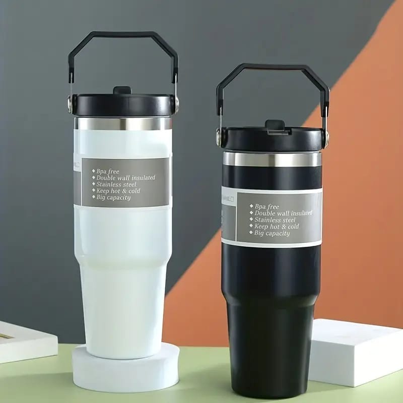 40oz Insulated Stainless Steel Tumbler with Handle, Straw & Lid