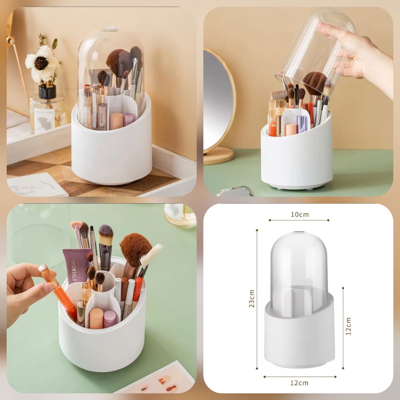 Makeup Brush & Cosmetics Organizer Rotating Box,