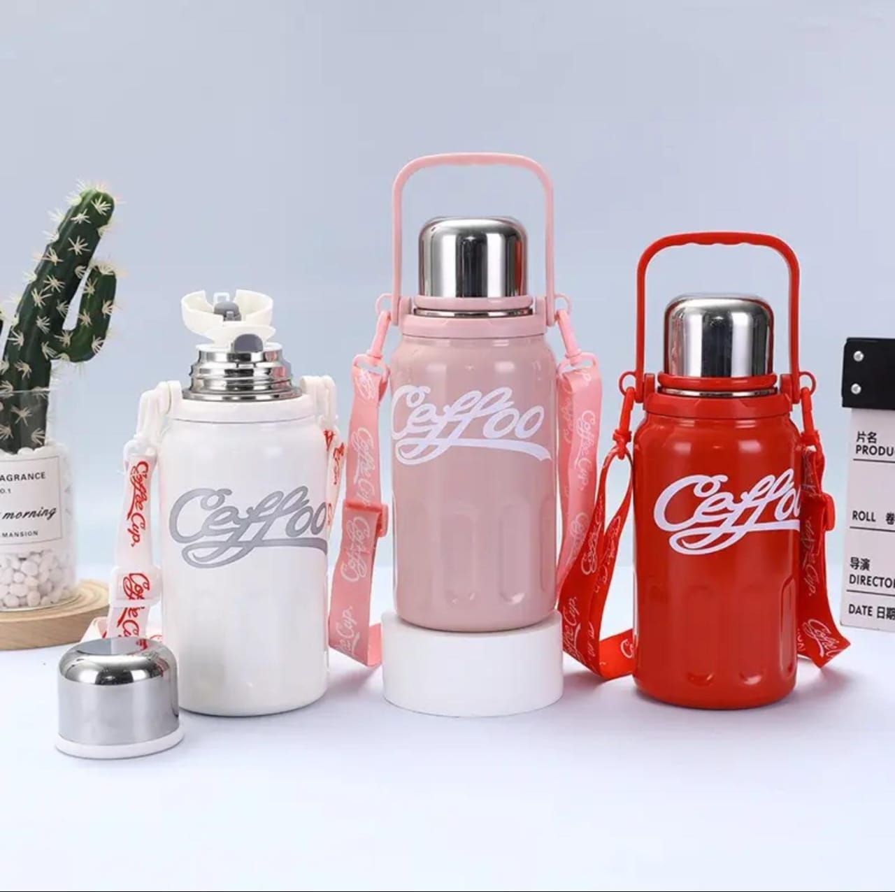 Modern Portable Strap Design Large-Capacity Stainless Steel Vacuum Tumbler Thermos 6-12 Hours Thermal Insulation High-Looking