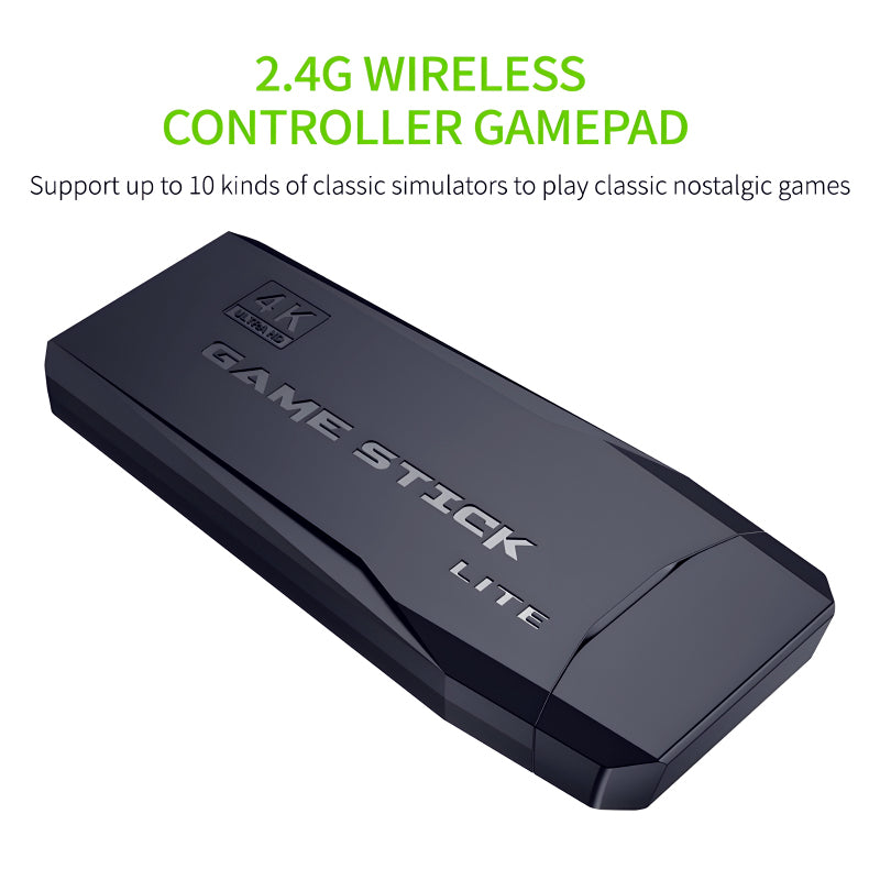 M8 HDMI Game Stick Lite Console – 64GB | 10,000 Retro Games | Dual Wireless Controllers | 4K Plug & Play Gaming System