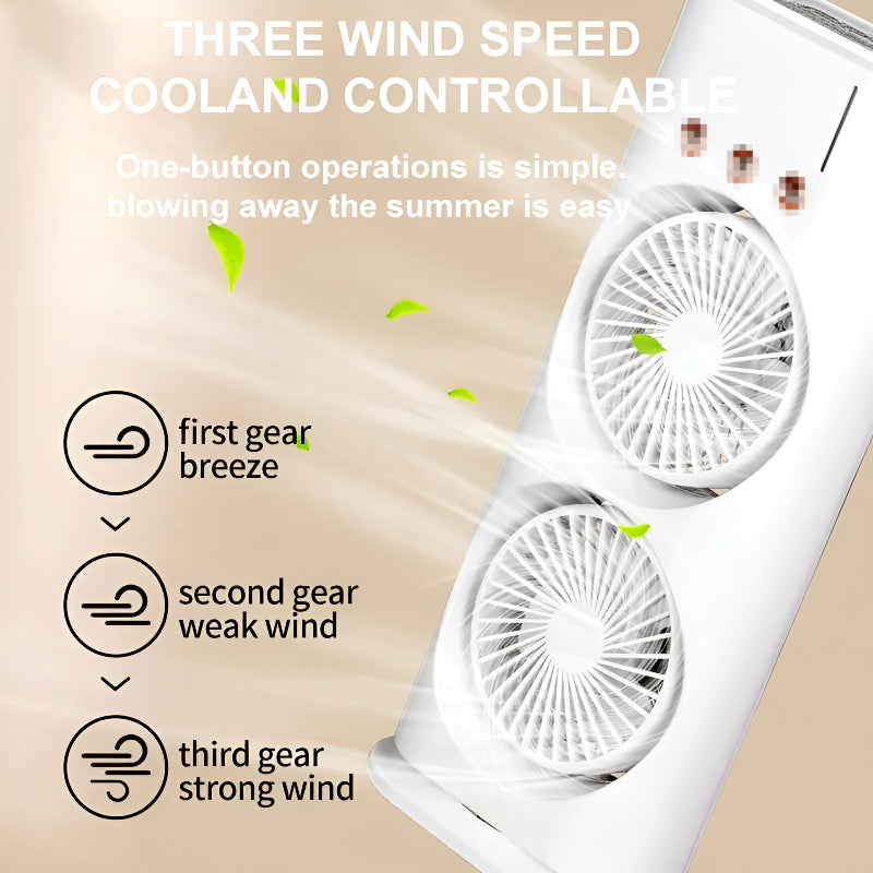 3-in-1 Multifunctional Rechargeable Spray Cooling Fan with Dual Head, RGB Lights & Mist Cooling