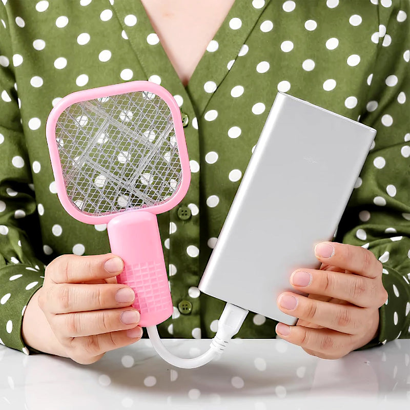 Mini 2-in-1 USB Electric Mosquito Racket & UV Bug Zapper Lamp – Portable Rechargeable Insect Killer