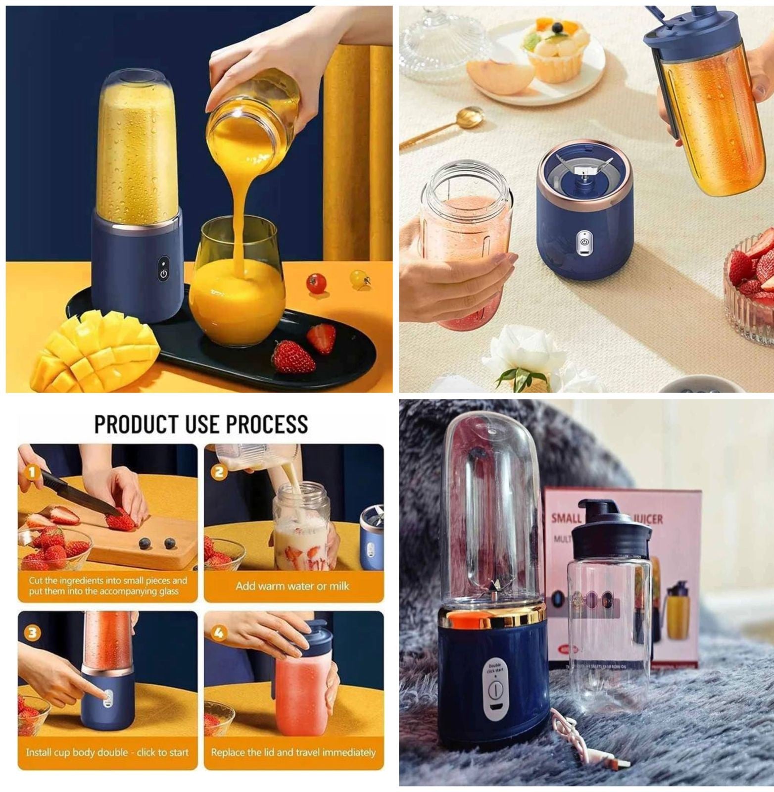 portable juicer. Designed for home, office, gym, travel, and outdoor use.