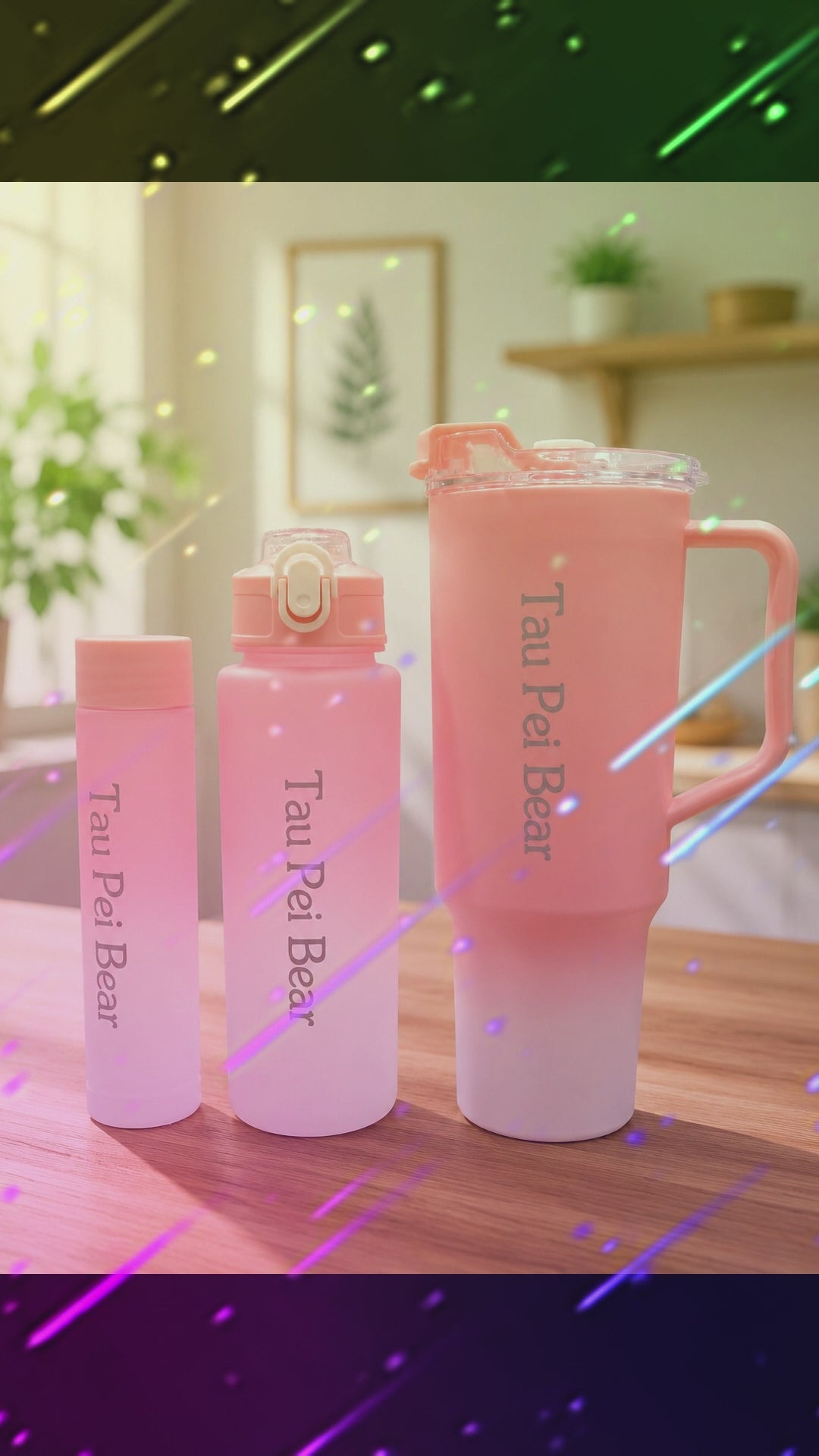 Tau Pei Bear Tumbler Premium 3-Piece Insulated Bottle & Tumbler Gift Set
