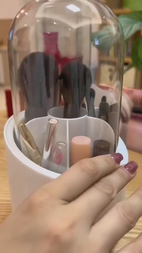 Makeup Brush & Cosmetics Organizer Rotating Box,