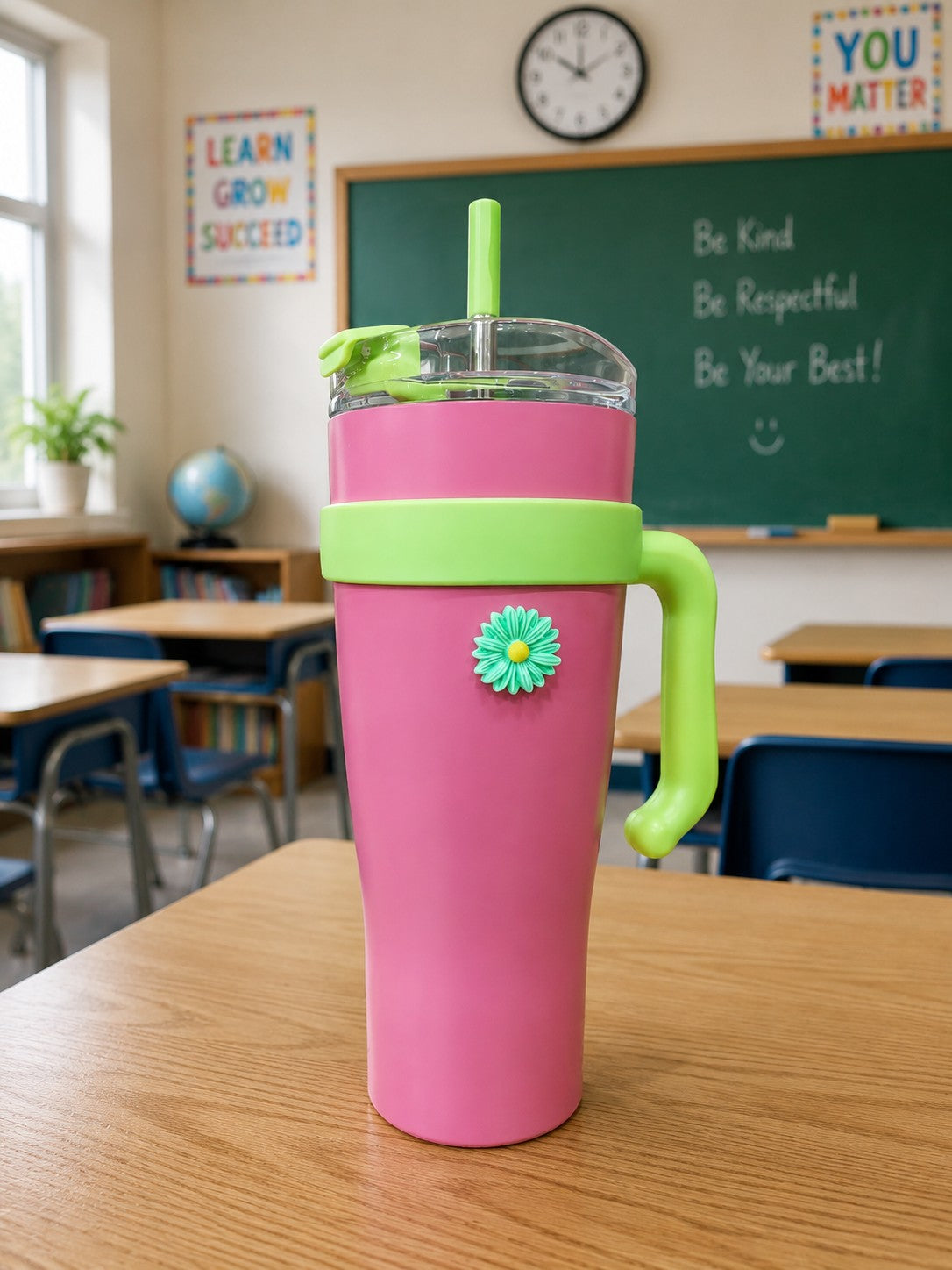40oz Insulated Stainless Steel Tumbler with Handle & Straw | Large Capacity Vacuum Travel Mug | Leak-Resistant Reusable Water Cup