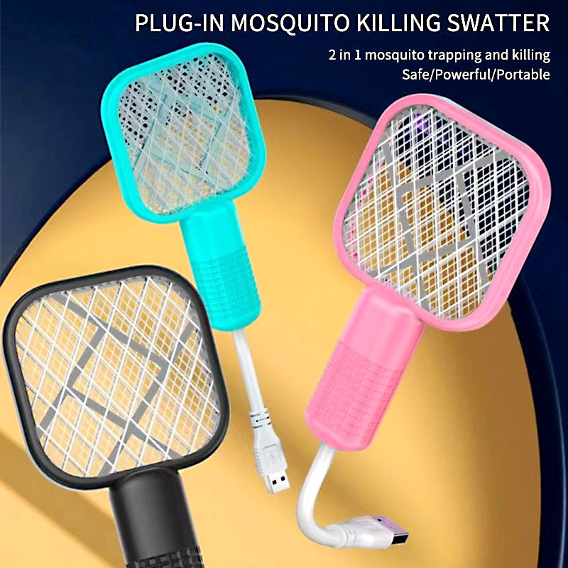 Mini 2-in-1 USB Electric Mosquito Racket & UV Bug Zapper Lamp – Portable Rechargeable Insect Killer